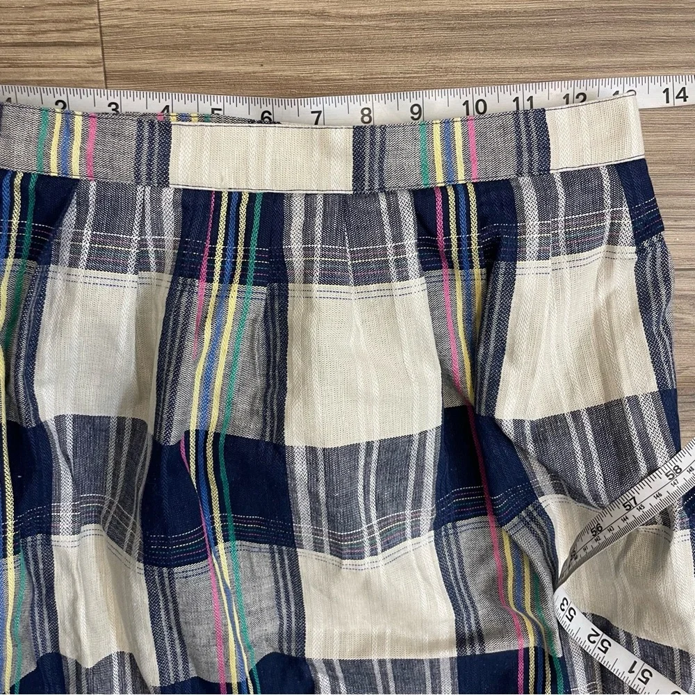 Celeste Sport Vintage Mod Style Linen Blend Plaid Button Side Midi Skirt
